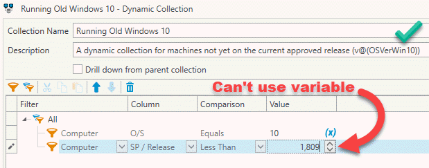 screenshot of dynamic collection problem